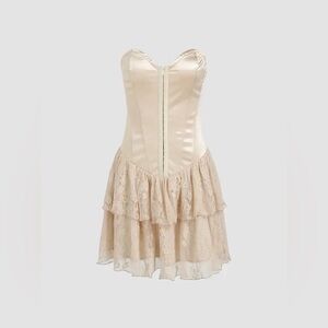 Cider champagne lace strapless corset dress
